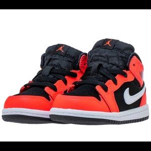 Jordan 1 Mid Black/Infrared 23-White  (7M Toddler)
